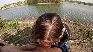 Big Tits Alexis Kay Titty Fucks in Public Park