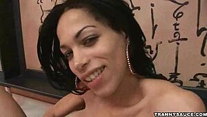 Tasty shemale babe teases while stroking her hard cock