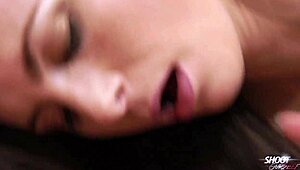 Sexy Model Rides Huge Cock on Red Sofa