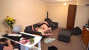 damn! cuckold husband watches wife bang bodybuilder hard