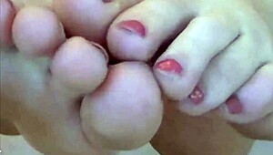 sweaty for step-dad with feet fetish orgasm and vibrator toys