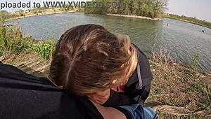 Big Tits Alexis Kay Titty Fucks in Public Park