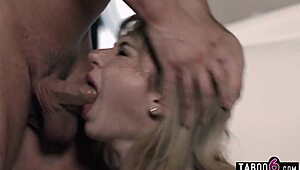 Rough Spanking and Blowjob for Bullying 18yo Stepdaughter Demi Hawks by Stepdad