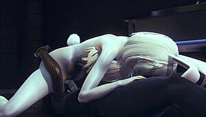 Yaoi femboy furry Anubis dogboy and Mew catboy bang bunnyboy in hard threesome.