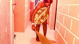 Husband Fucks Co-Wife Hard While Wife Masturbates At Door