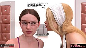 Wow, Futa3dx purple-haired babe sucks her own massive cock in wild futa threesome!