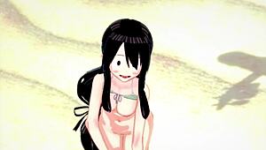 Tsuyu Froppy in hot swimsuit wants to do it on the beach in My Hero Academia