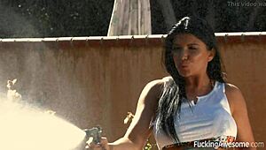 Monster Cock Fucks Big Tits in Car Wash Facial