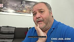 spanish beauty camila palmer bangs on first date on sofa