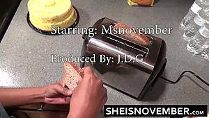 step brother tricks cute msnovember into hot kitchen sex and blowjob.