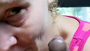 Florida Swinger Loves Camera While Giving Outdoor Blowjob in Car