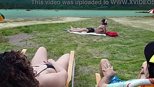 Voyeur Masturbates on Beach While I Touch Myself in Public Flash