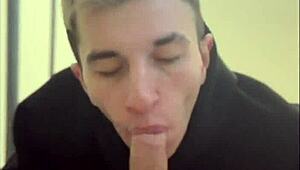 I spotted a sexy twink jerking off, so I joined and sucked his cock