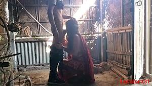 Red saree wife gives outdoor blowjob in official video by localsex31 😍
