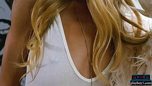 Slim Teen Blonde Hailey Afton Strips as Hot Canadian Playboy Model