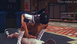 Yaoi Femboy Simon in Hardcore Japanese Anime Action