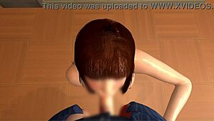 My relative's older sister gives a blowjob in the classroom after school.