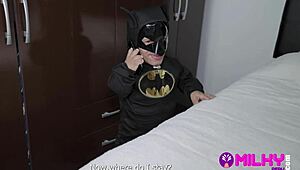 How does Batman Enano sneak into bed with curvy Thaina Fields for doggystyle?