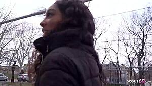 German Scout - Brown Ebony Bombshell Screwed to Eye-Rolling Orgasm at Pickup!