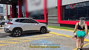 athletic brazilian cristina almeida flashes her cameltoe in tight shorts during workout at gym in fortaleza ce, filmed by her cuckold husband