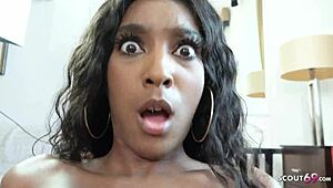 German Scout - Brown Ebony Bombshell Screwed to Eye-Rolling Orgasm at Pickup!