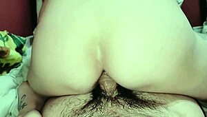 Quick anal session with a hairy milf in bdsm cowgirl, feeling the wet tits and orgasmic rush 😈