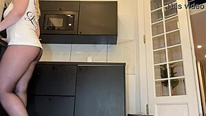 Big Tits Big Ass Blonde Amateur Wife Fucked in Kitchen for Porn Casting