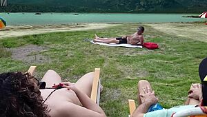 Voyeur Masturbates on Beach While I Touch Myself in Public Flash