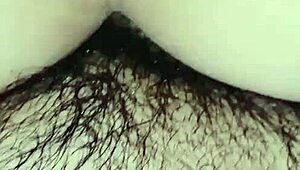 Quick anal session with a hairy milf in bdsm cowgirl, feeling the wet tits and orgasmic rush 😈