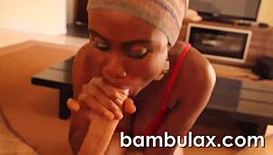 Real African Ebony Teen Delivers Intense Blowjob with Cum in Mouth Finish