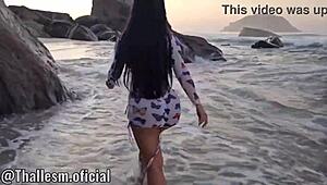 Hey, found this tattooed Latina lost at nude beach. Had no choice but to ride my cock!