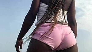 Crazybitch Twerking Hard In Sexy Clothes Outdoor On The Beach With Lesbian Vibes