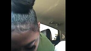 Intense head sucking in chipotle parking lot leads to explosive cumshot