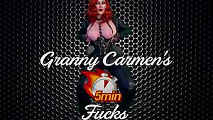 Granny Peggy Sue masters pegging and cum swallowing in wild session