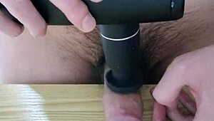 Inserting Silicone Toy Into Dick And Pounding With Massager For Intense Pleasure