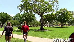 Teen party spirals into a wild gang bang with horny sluts.