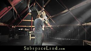 bondage newbie porn closeup while hogtied pussy masturbated