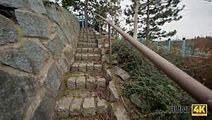 brunette in stockings faces hardcore cuckold drama with big natural tits