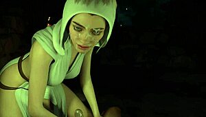 Just a casual day with 3D hentai Princess Leia Organa giving a teasing handjob