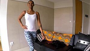 african casting - sweet ebony model impaled by a white massive cock