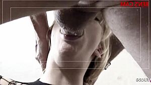 Rough behind the scenes fuck for skinny teen Kelly, cum on face