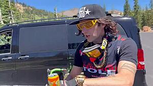 Suck my balls hard from Mt Lassen to Lake Tahoe in this wild car ride.