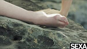 Two Hot Redheads Dive into Wild Lesbian Sex on Public Beach