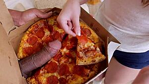 Petite Teen Brunette Gets Big Dick Pizza Delivery Surprise