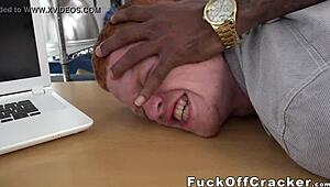 Hey, redhead guy tempted by cash, pleasuring a monster black dick! 💦