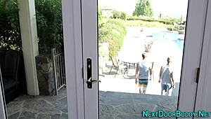 Just a gay athlete getting cum all over his face outdoors.