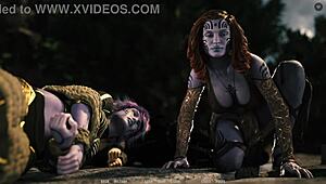 Busty alien with big cock demands licking and hard banging in 3D game