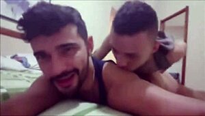 Gay fun with bareback sex and facial cumshot with amateur Marcos Goiano