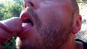 Gay cruising outdoors with public cumshots on beach compilation