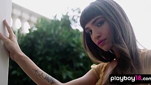 skinny natural beauty ivy rose posing naked in sauna, sweating and teasing. she’s all bare and confident!